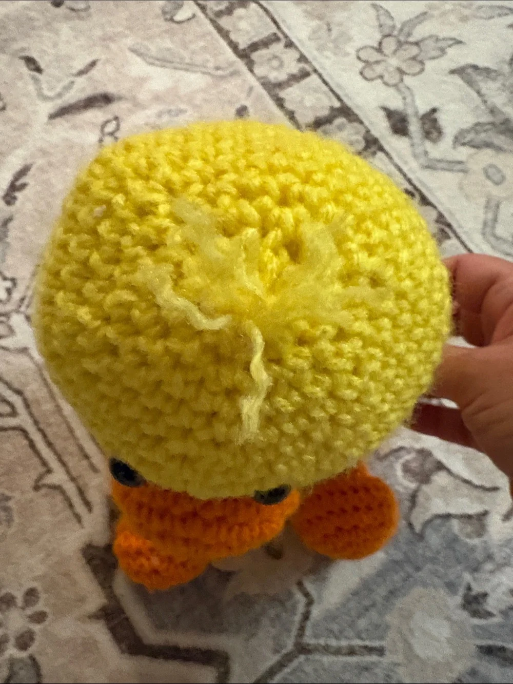Handmade Yellow & Orange Crochet Duck Plush Bird Toy